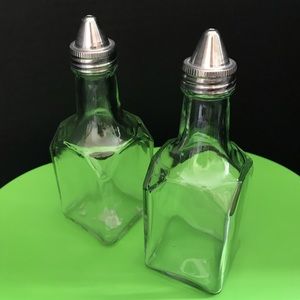 Crystal Cruets Pair For Oil & Vinegar